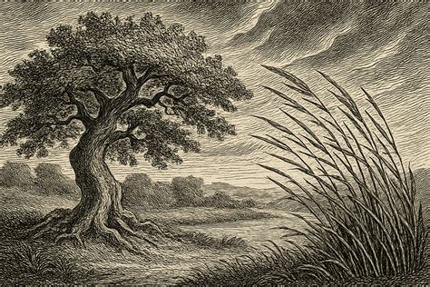 Le Chêne et le Roseau illustré par Gustave Doré