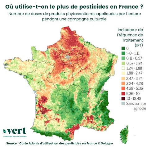 Carte Adonis de l'utilisation des pesticides en France