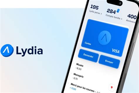 Illustration d'un smartphone affichant l'application Lydia avec des icônes de transactions et de cagnottes.