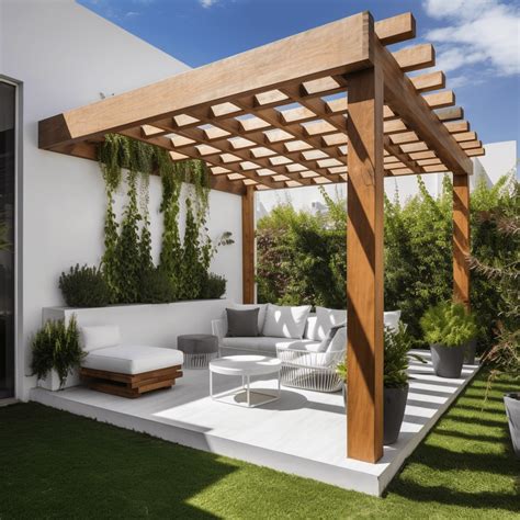 Exemple d'une pergola recouverte de clématites 'Early Sensation'