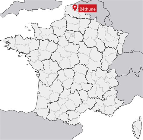 Carte de la région de Béthune indiquant la localisation de L'ENVOL