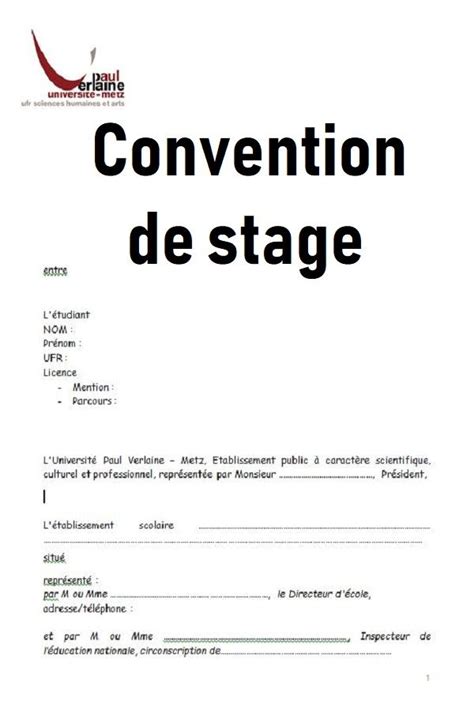 Image d'une convention de stage