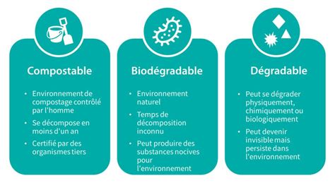 Schéma illustrant la différence entre plastique traditionnel, biodégradable et compostable