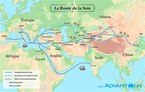 Carte de la route de la soie et des routes maritimes des agrumes