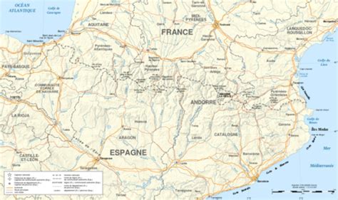 Carte des Pyrénées et de la frontière franco-espagnole