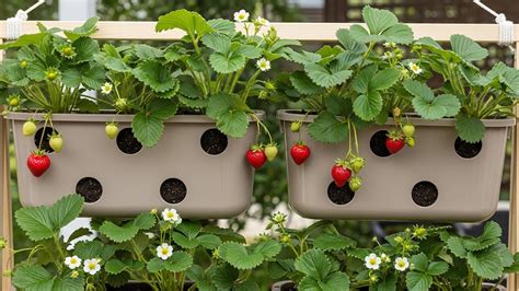 des mains récoltant des fraises dans des jardins suspendus