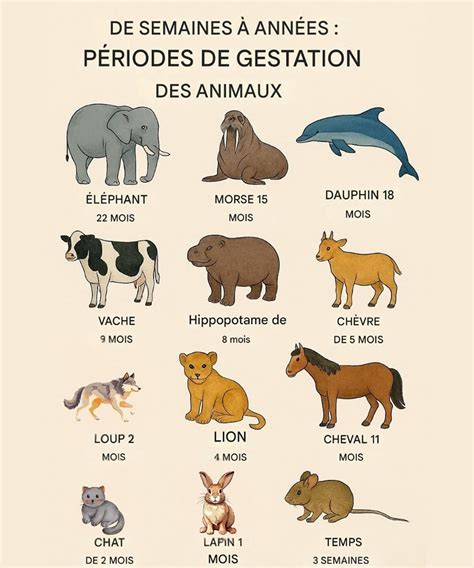 Infographie comparant les caractéristiques biologiques (taille, longévité, gestation) de différentes espèces présentes dans les jeux Défis Nature.