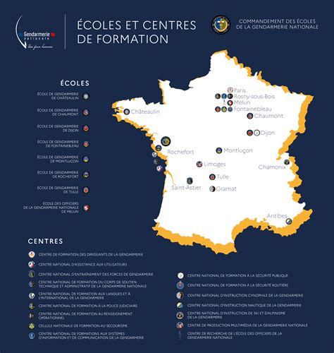 carte stylisée représentant la répartition des centres de formation et ateliers de restauration en France