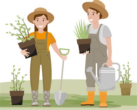 Illustration d'un jardinier s'occupant d'un potager