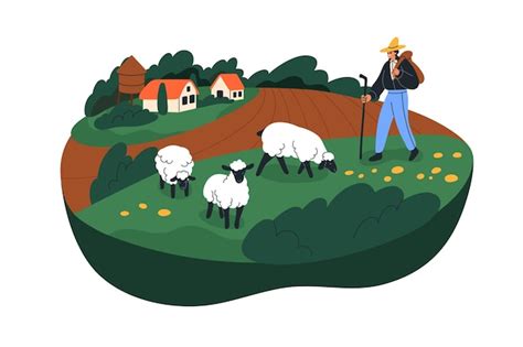 Illustration montrant une interaction calme et sécurisée entre un éleveur et son mouton
