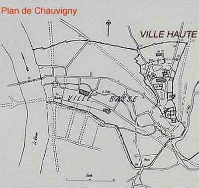 Plan de la ville de Chauvigny avec localisation de l'Allée des Géraniums