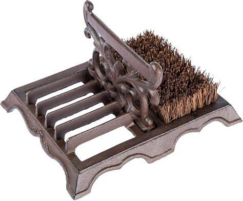 Grattoir à chaussures en fonte en forme de coq avec brosse en fibre de coco