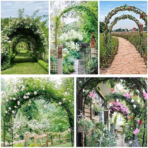 vue d'ensemble d'un jardin avec plusieurs arches créant un passage fleuri