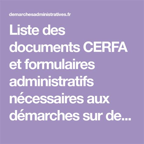 Documents administratifs et formulaire Cerfa