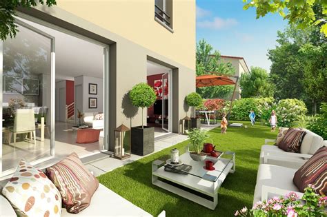 Schéma illustrant l'agencement typique d'un appartement en duplex avec jardin privatif