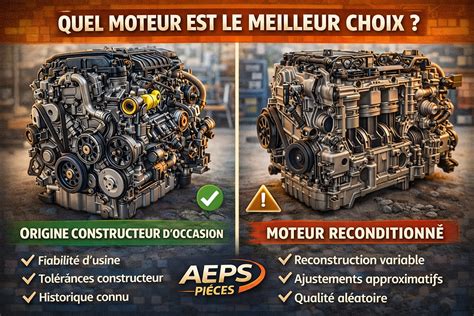 Vue comparative entre un moteur neuf et un moteur reconditionné
