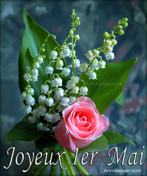 illustration de brins de muguet avec un ruban rouge et l'inscription