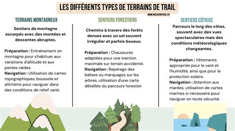 Infographie des quatre types de terrains et leurs résultats