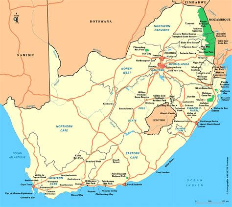 Carte de répartition des Cyrtanthus en Afrique du Sud