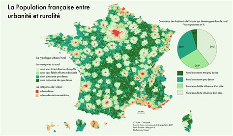 carte de la densité de population urbaine et rurale