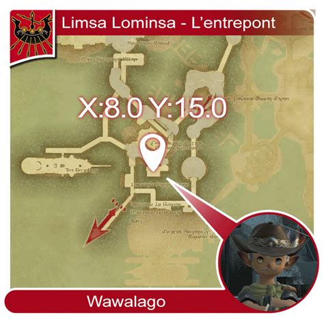 Carte de Limsa Lominsa montrant l'emplacement de l'Expert en objets collectionnables