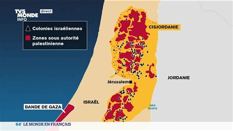 Carte schématique de la Cisjordanie montrant les zones de contrôle après les accords
