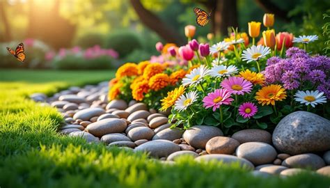 Chat explorant un jardin avec des zones de fleurs et de terre