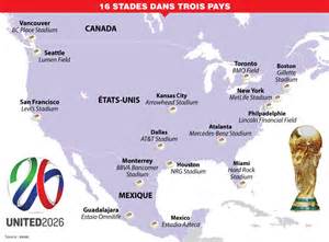 Carte des pays hôtes et répartition des stades