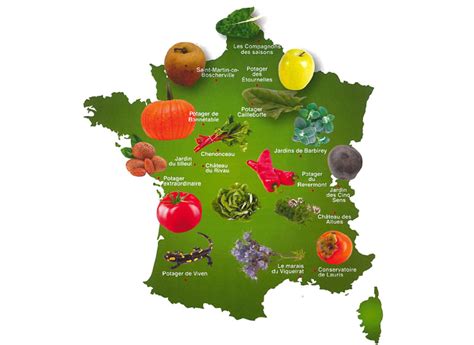 Carte des AOP fruits et légumes en France