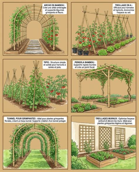 Illustration d'un tipi en bambou pour haricots à rames