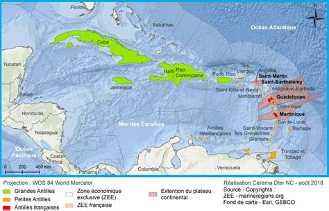 Carte des Antilles montrant les zones de récolte historique du bois citron