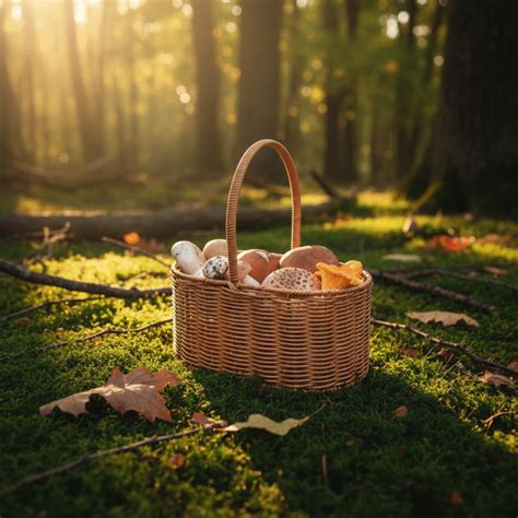 panier de champignons variés en forêt