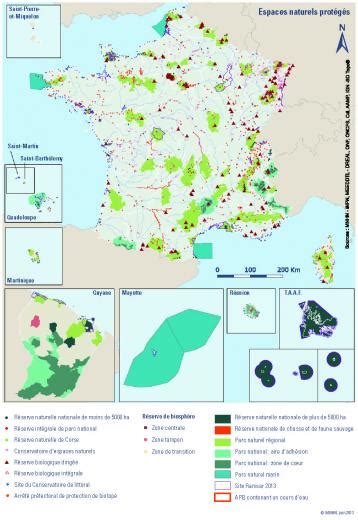 Carte des espaces naturels protégés