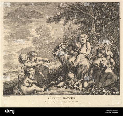 Gravure ancienne illustrant Bacchus et la vigne