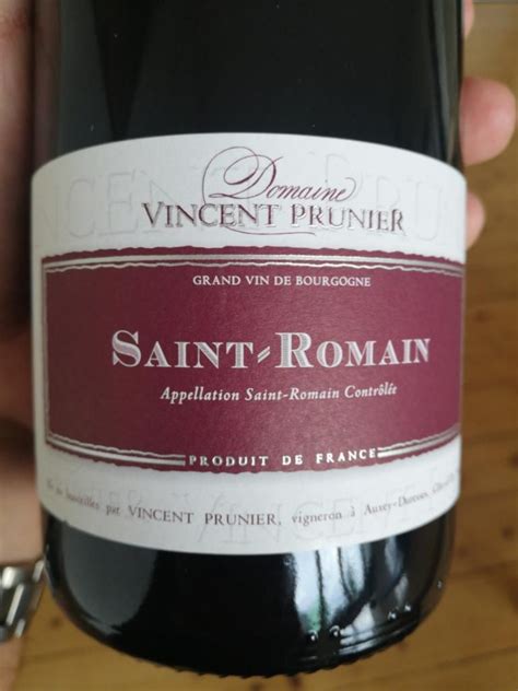 Bouteille de Saint-Romain rouge Vincent Prunier