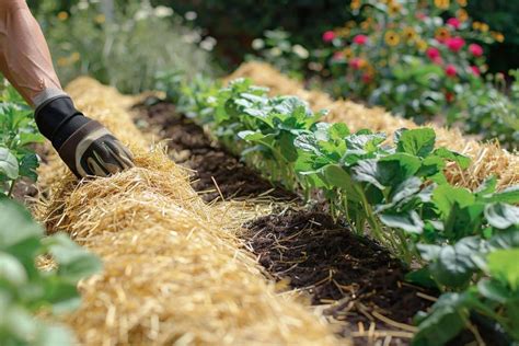 Comparaison visuelle de l'utilisation du paillage entre un potager et un massif fleuri