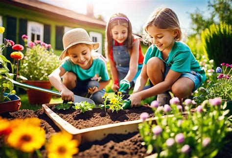 Infographie montrant les avantages du jardinage pour les enfants