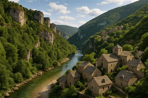 Paysage pittoresque de la Lozère avec ses villages en pierre et ses reliefs vallonnés