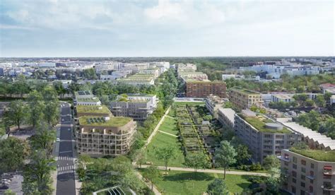 Vue aérienne des espaces verts et des infrastructures modernes du quartier de Bercy