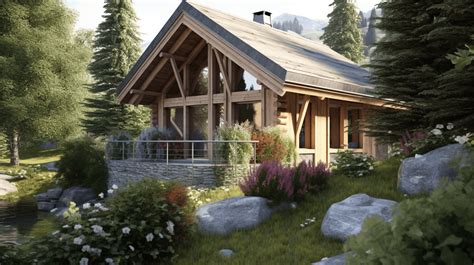 Chalet en bois dans un environnement naturel