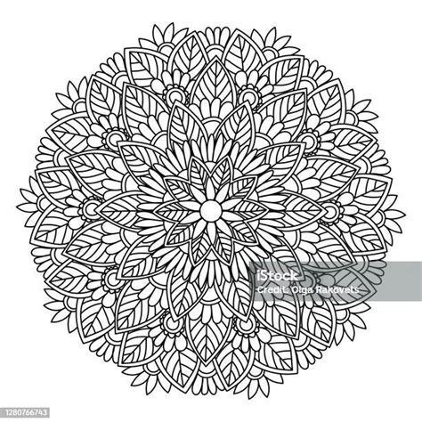 Mandala de feuilles et de fleurs