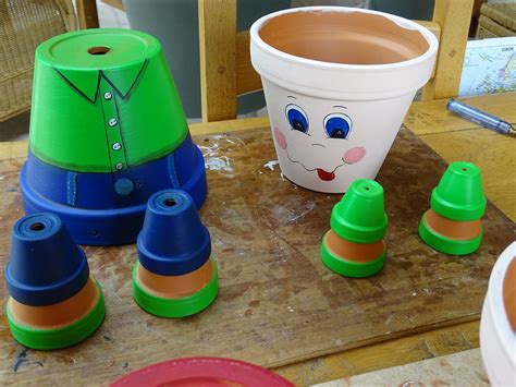 Enfant peignant un pot de fleurs en terre cuite