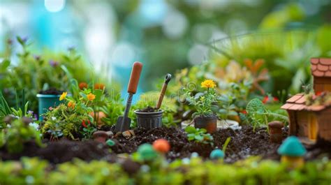 Enfants avec des outils de jardinage miniatures