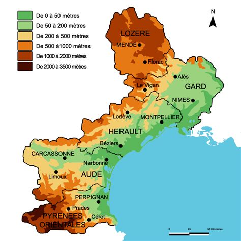 Carte de la région Languedoc-Roussillon et de l'appellation Fitou