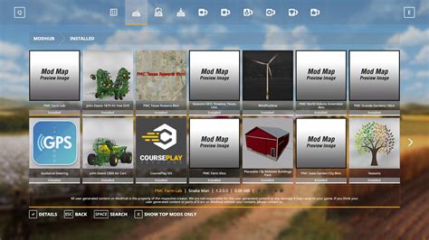 Interface du ModHub de Farming Simulator