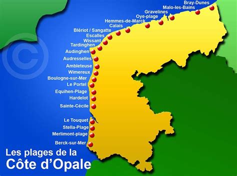 Carte stylisée de la Côte d'Opale mettant en avant les lieux de vie de Basile et de ses amis