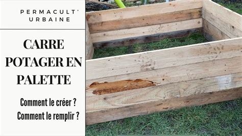 Schéma explicatif d'un carré potager en palettes avec ses différentes couches de culture