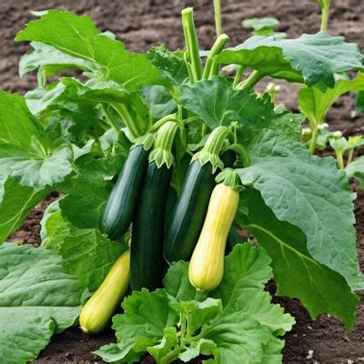 Plan de jardin avec plants de courgettes et autres légumes du soleil