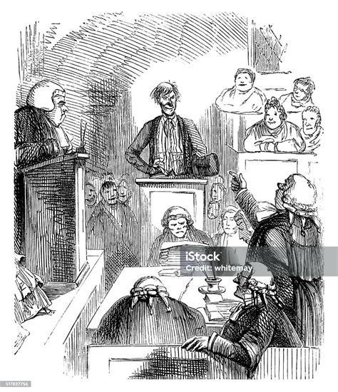 Illustration d'une salle d'audience criminelle au XIXe siècle