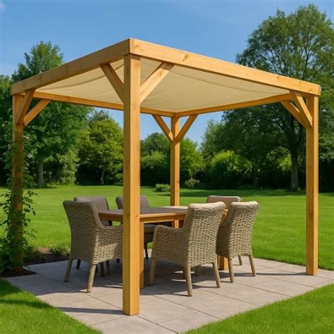 Schéma illustrant l'installation d'une moustiquaire sur une structure de tonnelle en bois